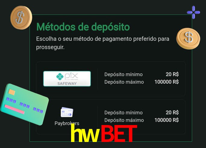O cassino hwbet oferece uma grande variedade de métodos de pagamento
